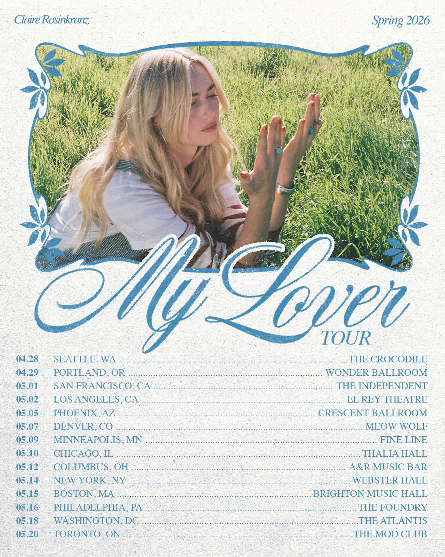 Claire Rosinkranz My Lover Tour Poster 2026